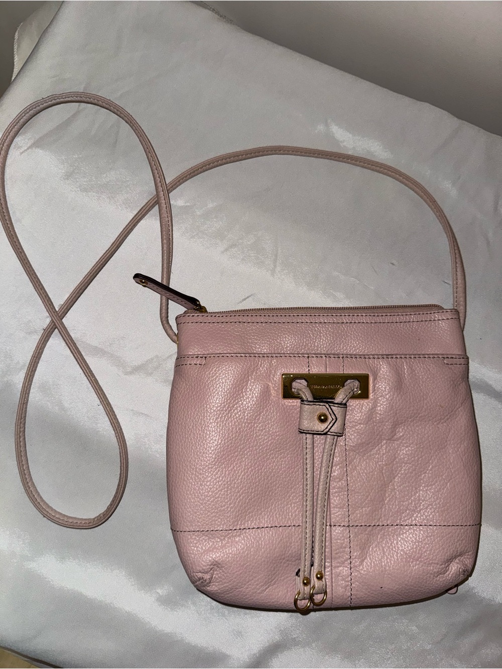 Tignanello Pink Leather Crossbody Bag with Gold Accent